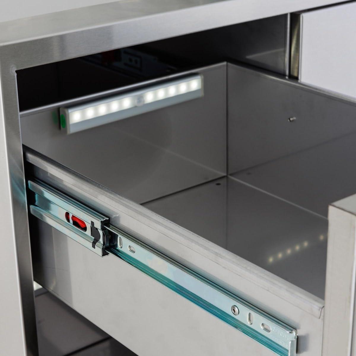 Blaze 16" Stainless Steel Triple Access Drawer with Soft Close LED Lighting\
