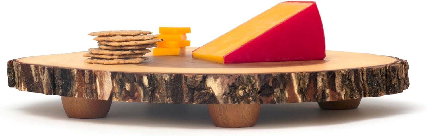 Lipper International Handcrafted Acacia Tree Bark Footed Server Platter, Small