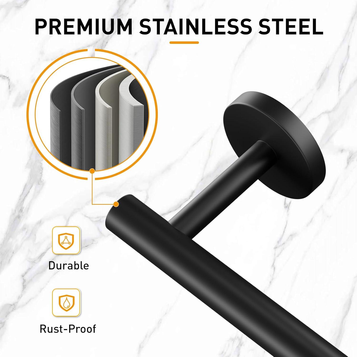 MOGFCT Toilet Paper Holder Brushed Gold Wall Mounted, Double Post Pivoting Toilet Paper Holder SUS 304 Stainless Steel Bathroom