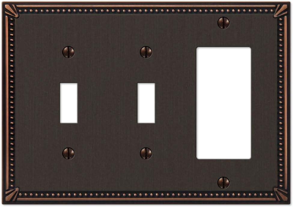 Amerelle 74TTRDB Moderne Wallplate 2 Toggle / 1 Rocker Cast Metal Aged Bronze 1-Pack