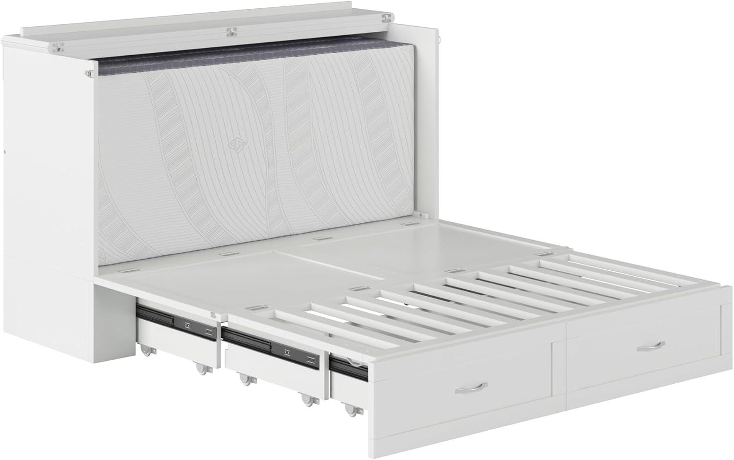 Hamilton Murphy Bed Chest Queen White with Charging Station