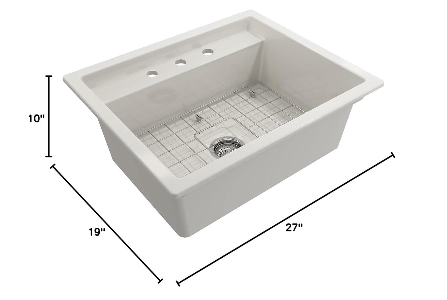 BOCCHI Baveno 27'' L Dual Mount Single Bowl Fireclay Kitchen Sink 1633-001-0127