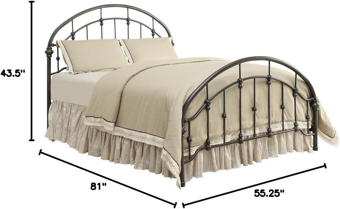 Rowan Twin Dark Bronze Metal Frame Bed with Upholstered Headboard