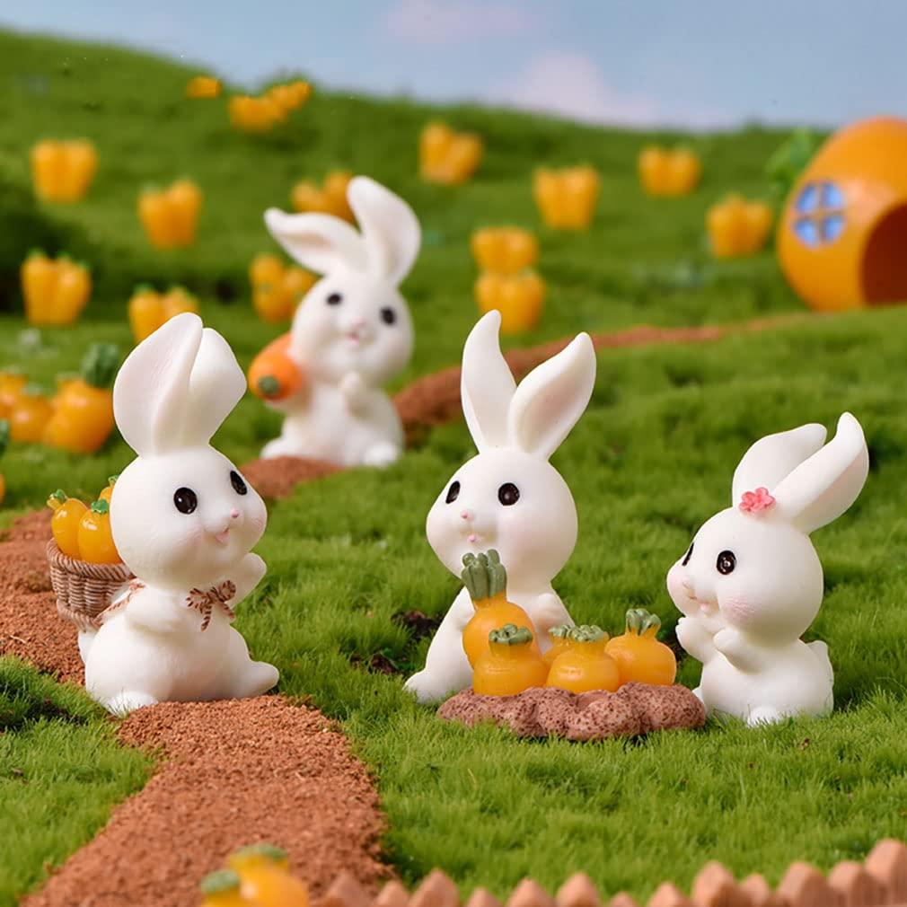 12 Pcs Cute Animal Rabbit Figure Toys Cake Topper, Miniature Rabbit Figurines Collection Playset Fairy Tale Garden Decoration Christmas Birthday Gift