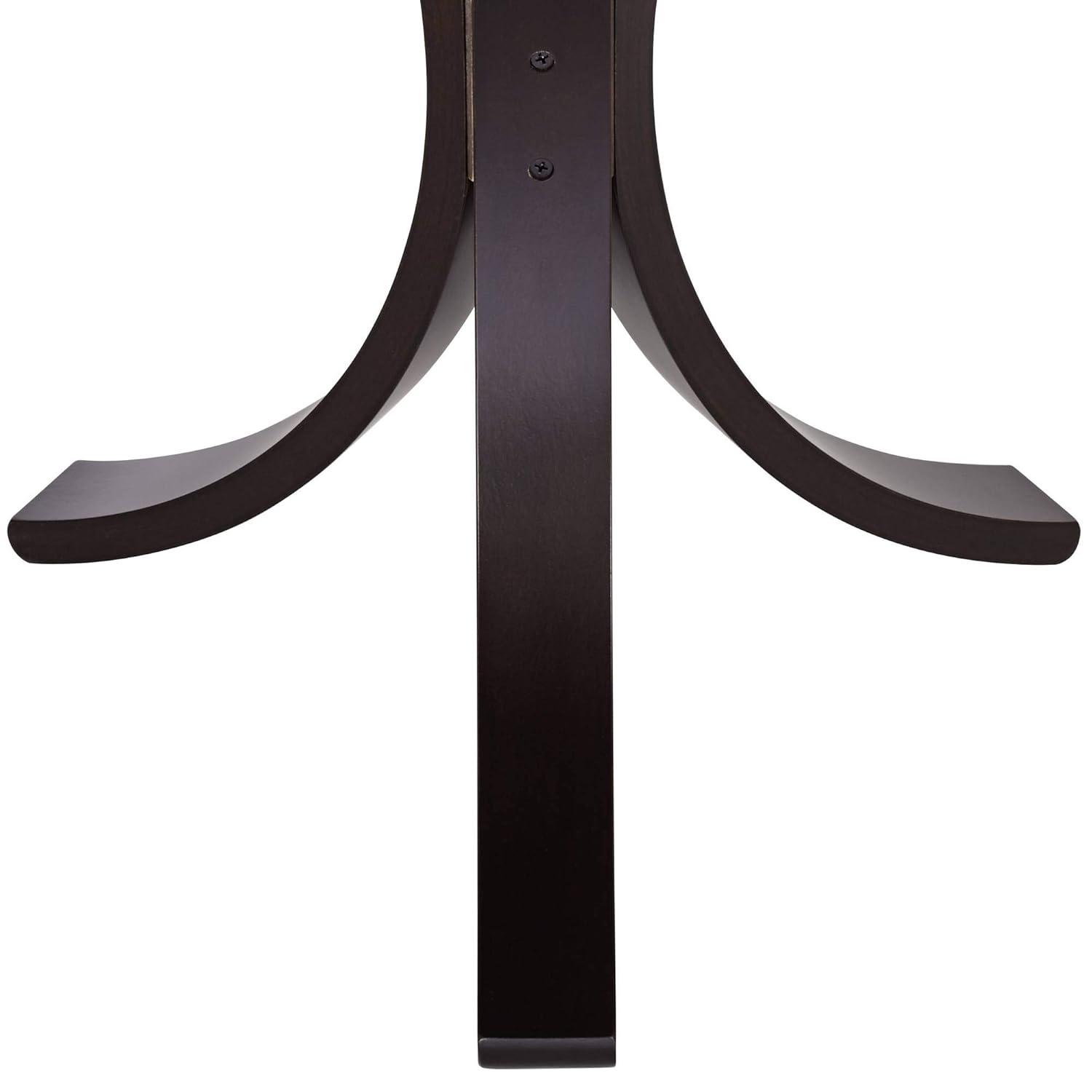 Studio 55D Niles Modern Wood Round Accent Table 17 3/4" Wide Dark Brown Clear Tempered Glass Tabletop for Living Room Bedroom Bedside Entryway Office
