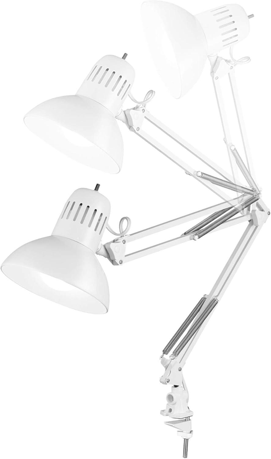 Globe Electric Architect 31.5" Glossy White Swing Arm Clamp-On Desk Lamp, 52847