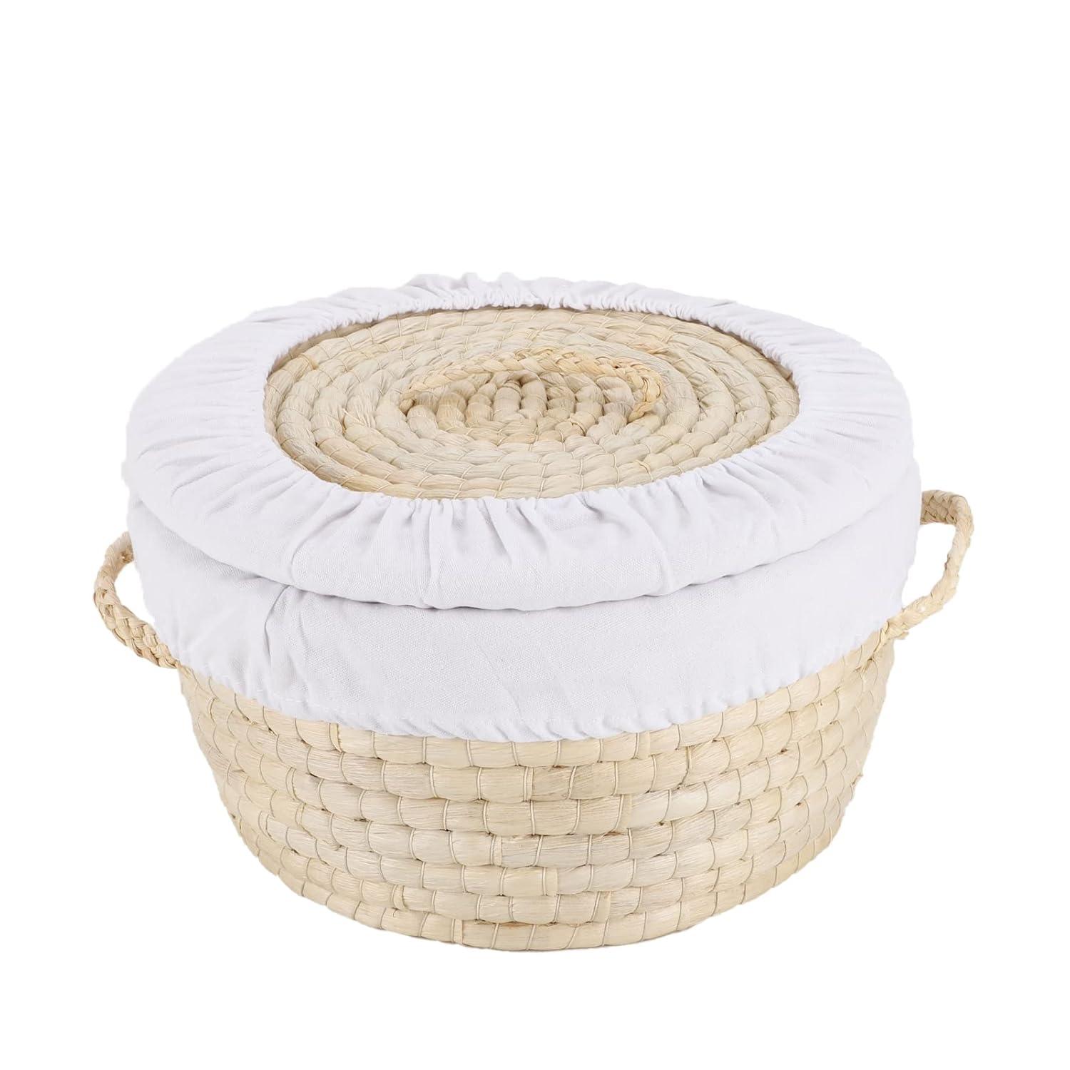 Gracie Oaks Round Bread Basket Serving Woven Bread Baskets Wicker Basket Sourdough Proofing Basket With Removable Liner And Cover  Wicker | Wayfair