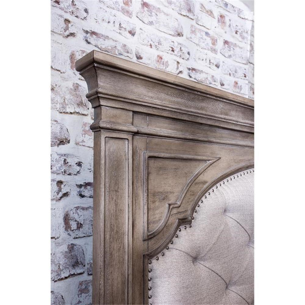 Bowery Hill Queen Size Panel Bed in Upholstered in Gray - Easy Assembly