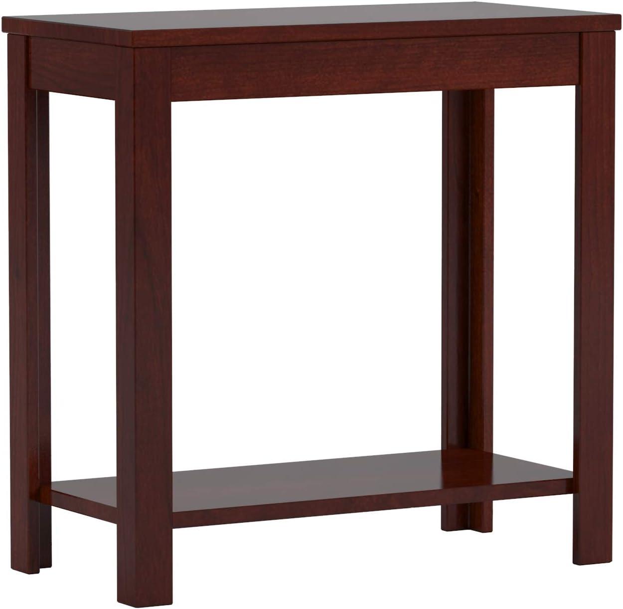 Sleek Transitional Espresso Chairside Table with Fixed Shelf