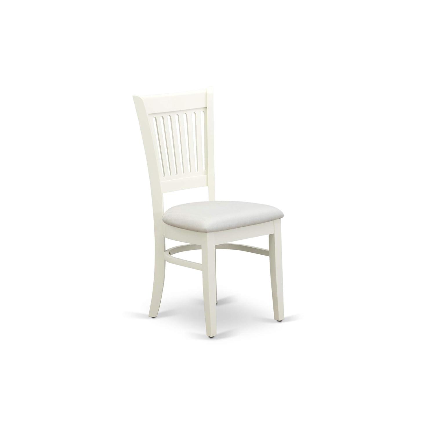 East West Furniture Avon 7-piece Wood Table and Dining Chairs in Linen White