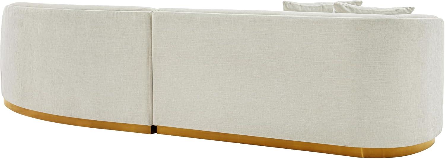 131.89" Daria Linen Upholstered Sofa Sectional with Pillows Ivory - Manhattan Comfort: Modern Modular, Pine Frame, Metal Legs