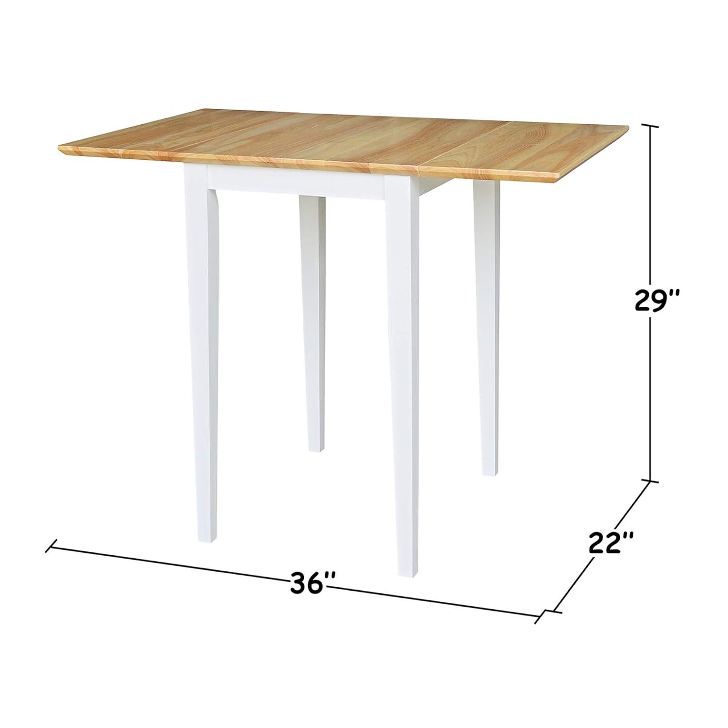 Tate Drop Dining Table White/Natural - International Concepts: Hardwood, Dual 9-inch Leaves, Seats 4