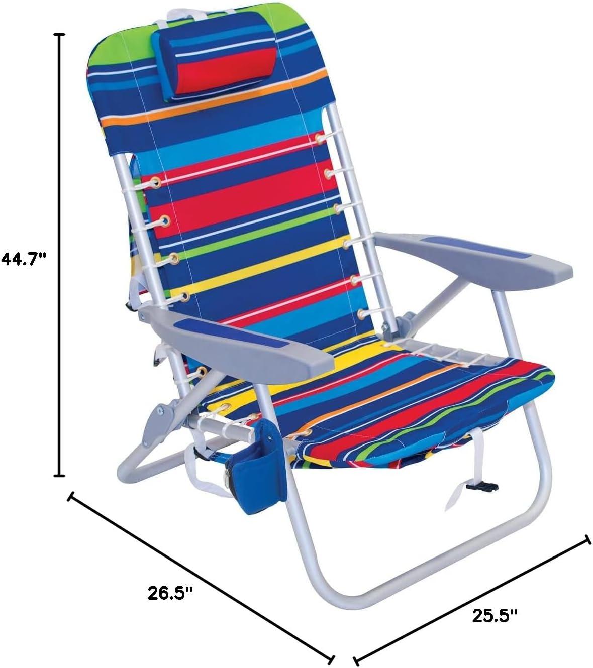 Multi-Color Striped Aluminum Outdoor Folding Chair with Cushions