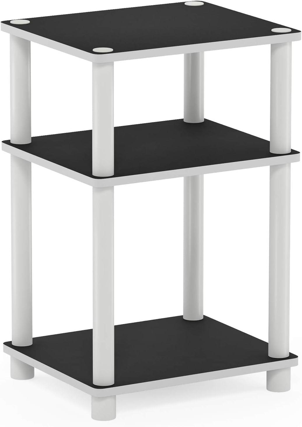 Furinno Just 3-Tier Turn-N-Tube End Table, 1-Pack, White/White