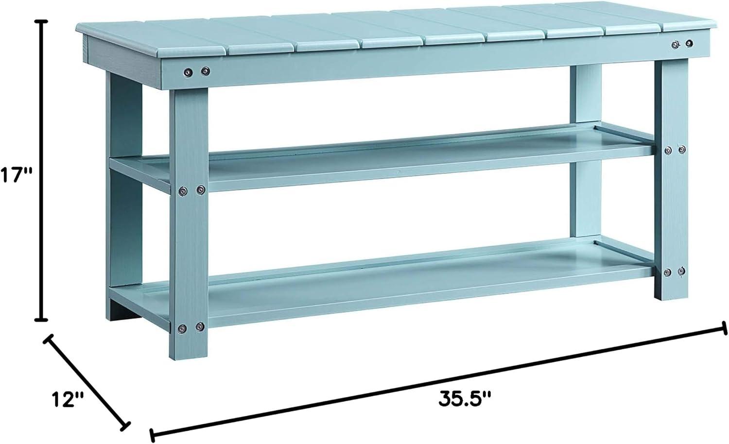 Sea Foam Blue MDF and Wood Utility Mudroom Bench with Storage