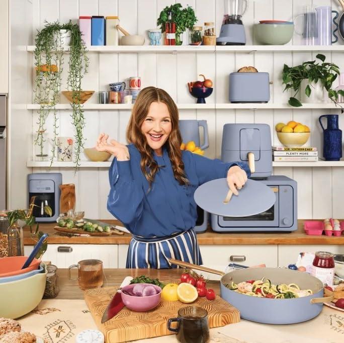 Beautiful 12pc Ceramic Non-Stick Cookware Set, Sage Green by Drew Barrymore