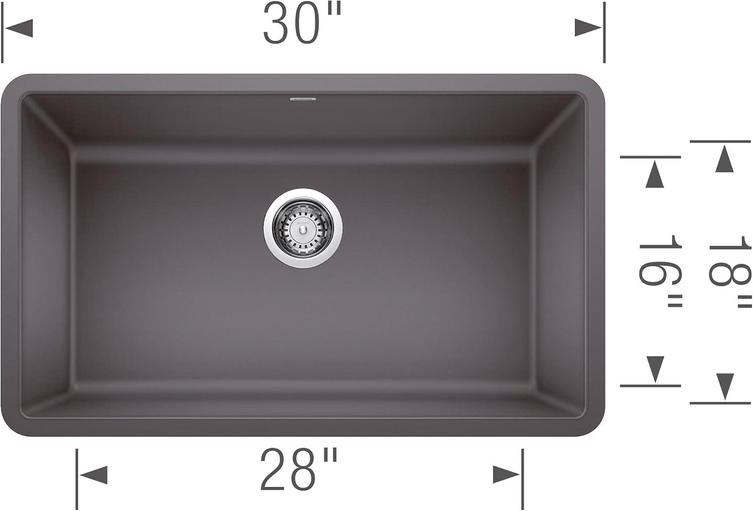 BLANCO PRECIS Cinder SILGRANIT 30in Rectangle Single Bowl Sink