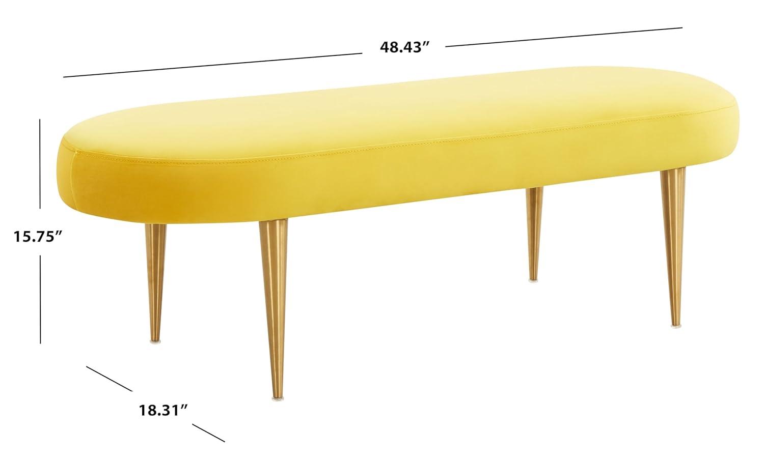 SAFAVIEH Couture Corinne Oval Solid Velvet Contemporary Bench, Marigold