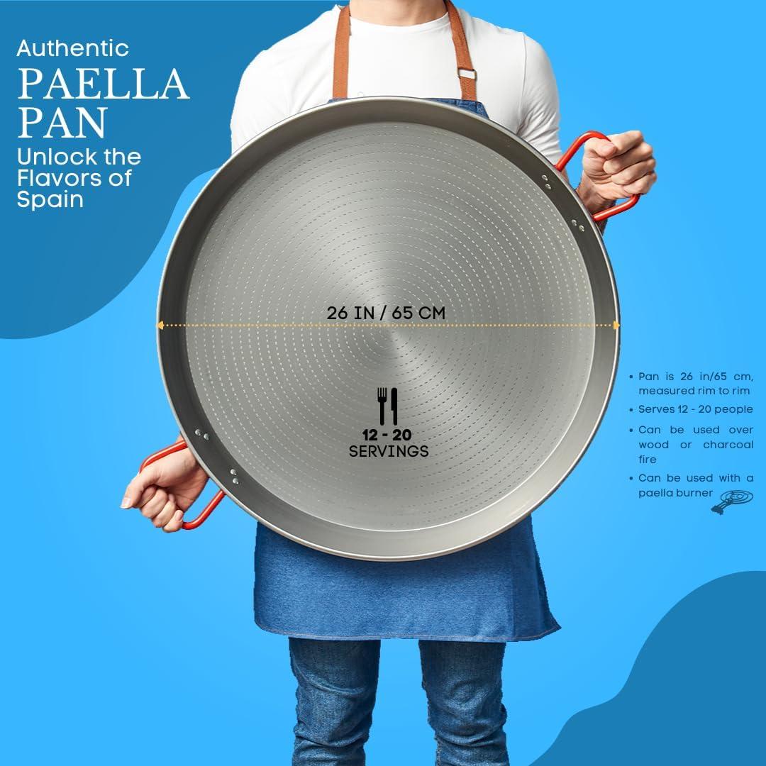 Garcima 26-Inch Carbon Steel Paella Pan, 65cm