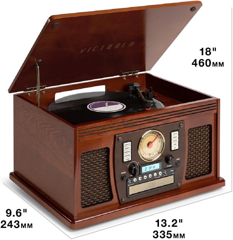 Victrola Navigator Bluetooth Record Player - Espresso: Belt Drive, Remote Control Included