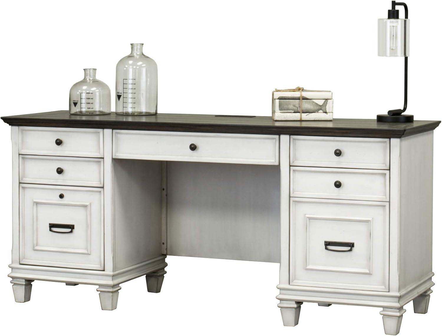 Martin Furniture Hartford Wood Credenza Office Desk Writing Table White