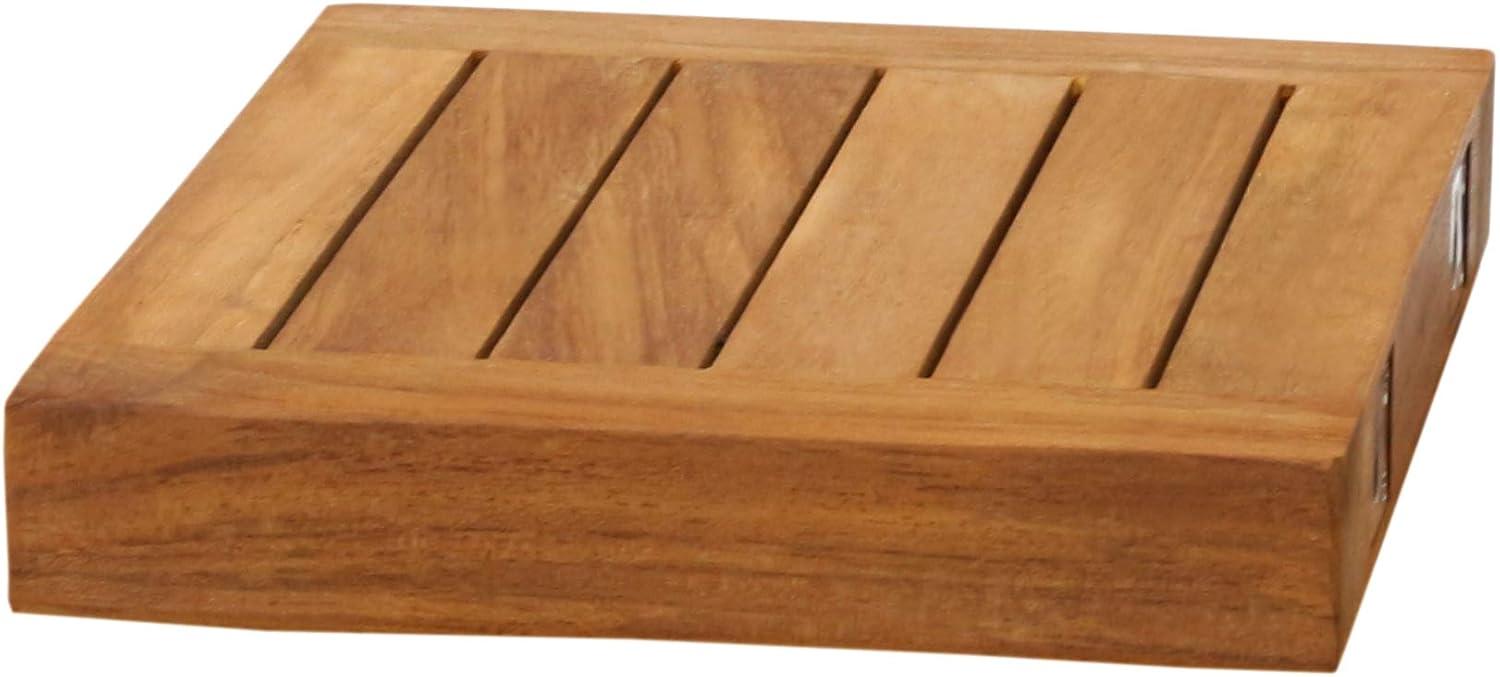 18" Natural Teak Wood Floating Wall Shelf