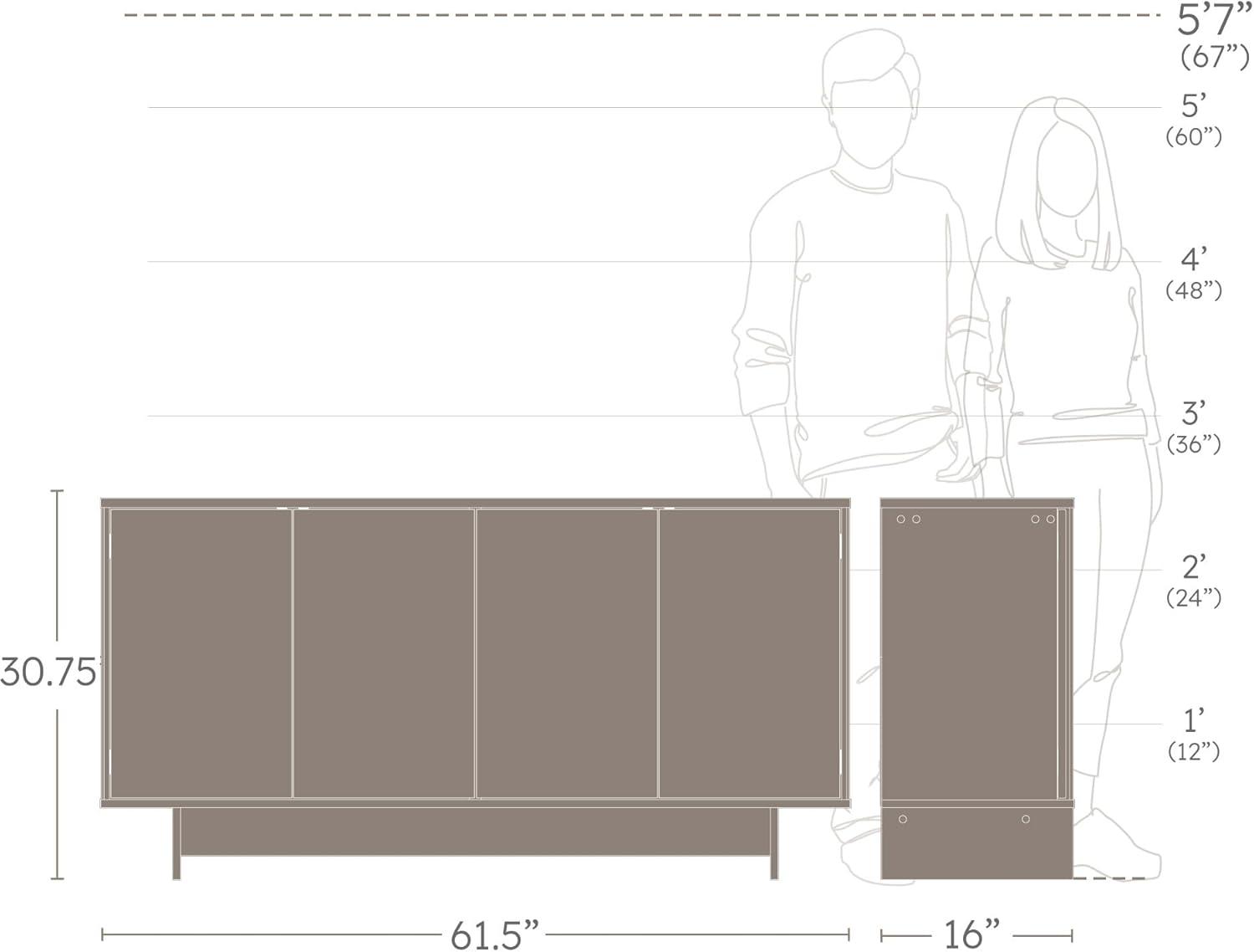 Prepac Natural Oak Finnley Sideboard Cabinet Buffet Cabinet with Storage Accent Cabinet for Living Room, Kitchen, Entryway Cabinet with Adjustable Shelves Push Latch System 16"D x 61.5"W x 30.75"H