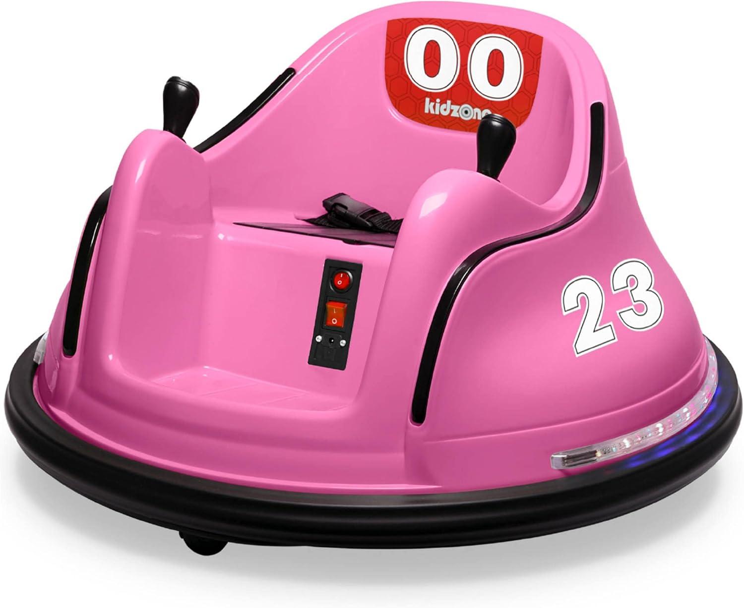 Pink 6V Electric Ride-On Bumper Car with LED Lights