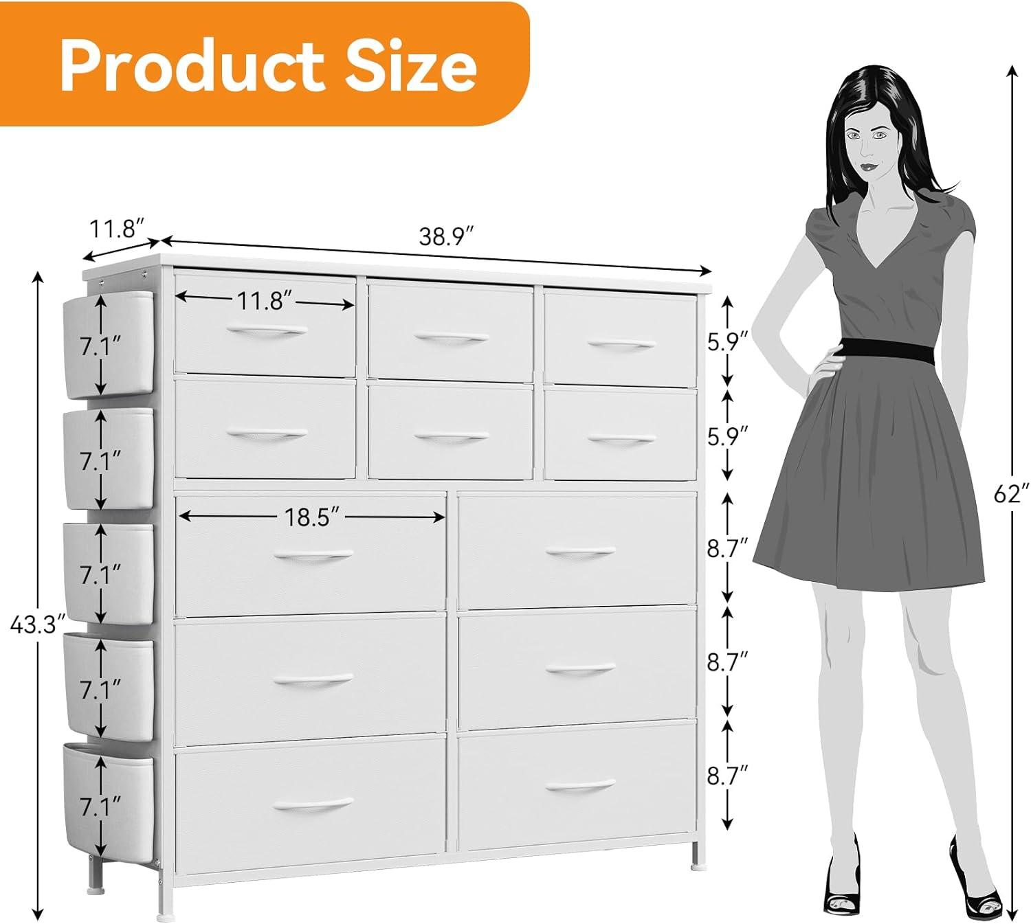 WALYWIK Dresser for Bedroom with 12 Drawer, Storage Dresser Organizer, Fabric Chests of Drawers for Hallway, Entryway