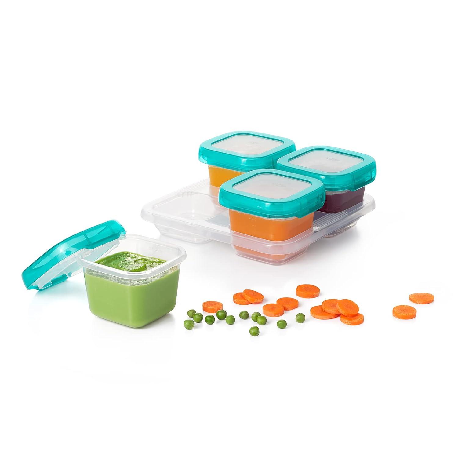 Teal 6 oz BPA-Free Plastic Baby Food Storage Set with Airtight Lids