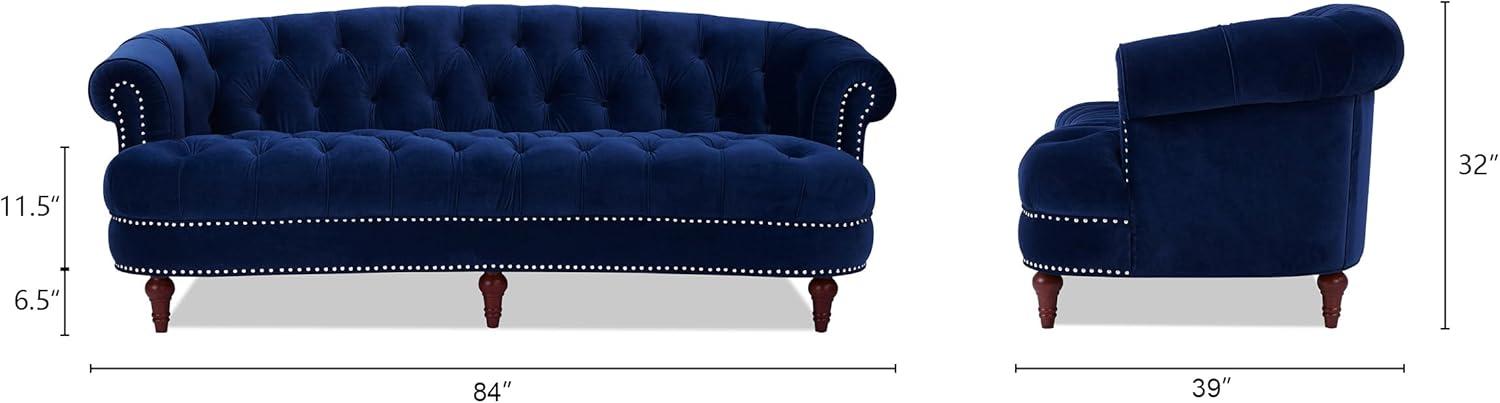Jennifer Taylor Home La Rosa 84" Victorian Chesterfield Living Room Tufted Sofa Couch, Navy Blue
