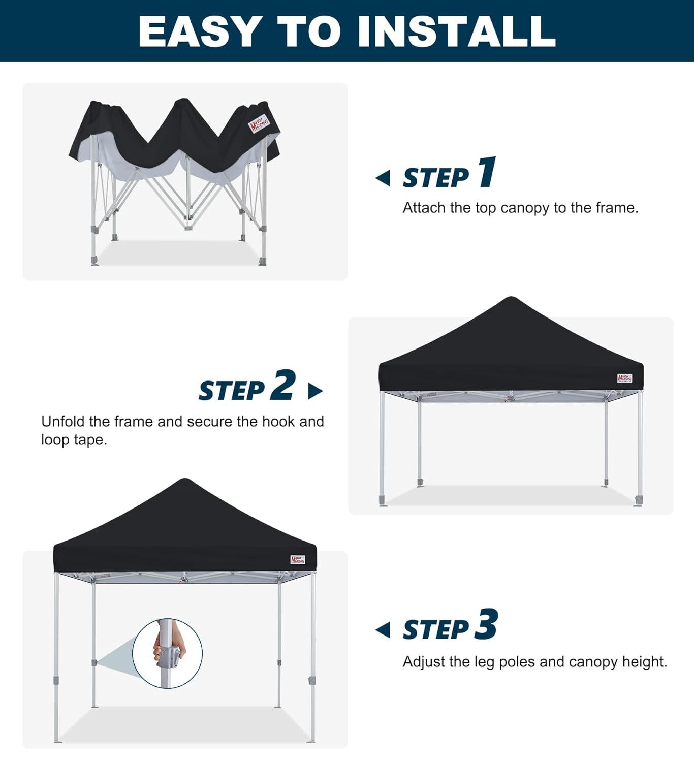 MASTERCANOPY Pop Up Canopy Tent Commercial Grade 10x10 Instant Shelter (Black)