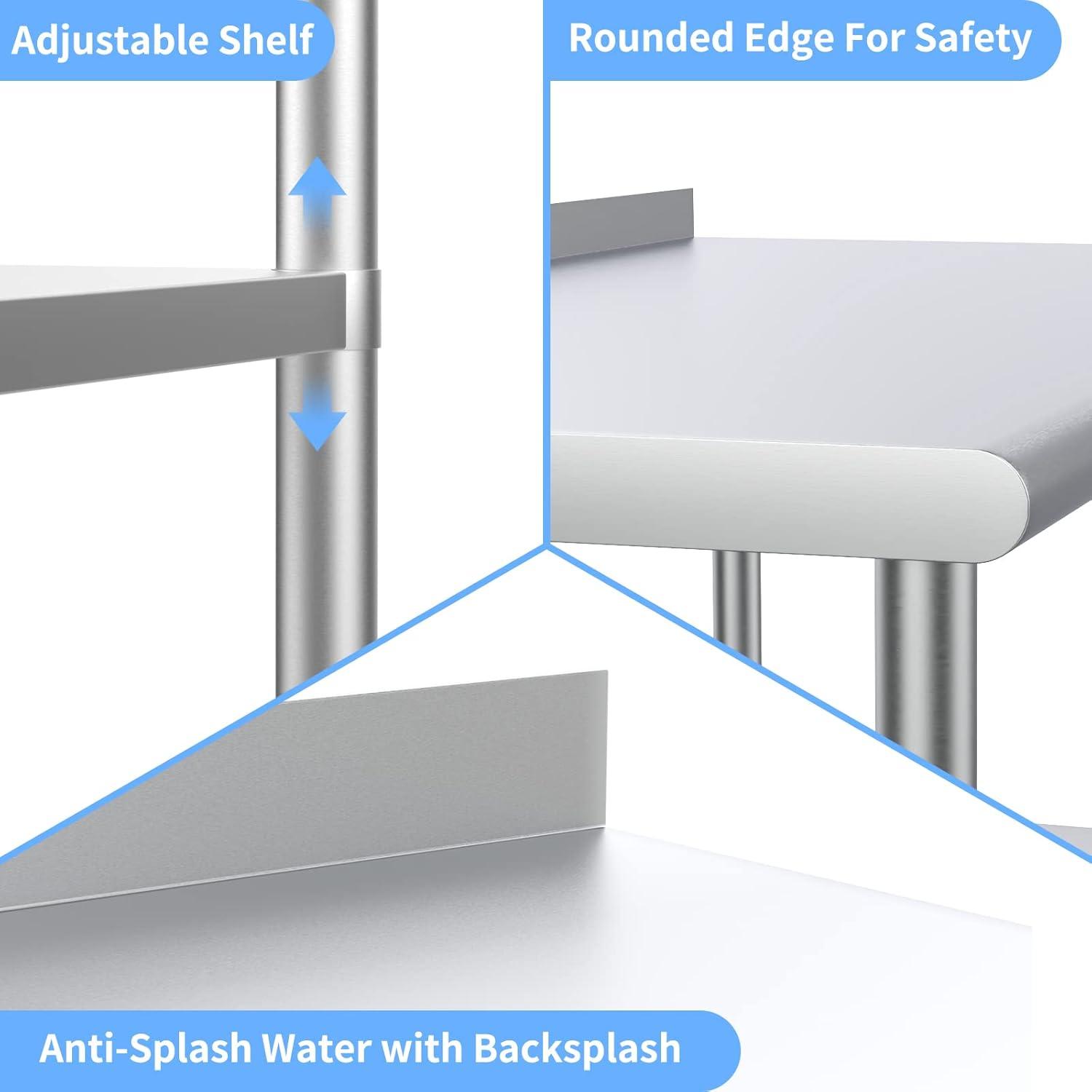 36" x 24" Stainless Steel Work Table with Backsplash and Undershelf