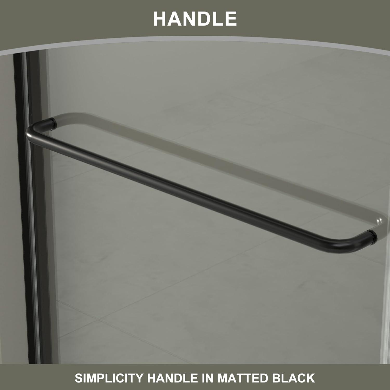 50-54" W x 72" H Semi-Frameless Sliding Glass Shower Door, Matte Black Finish Shower Door with 1/4'' (6mm) Clear SGCC Tempered Glass