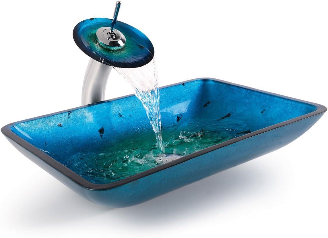 Galaxy Glass Rectangular Vessel Bathroom Sink