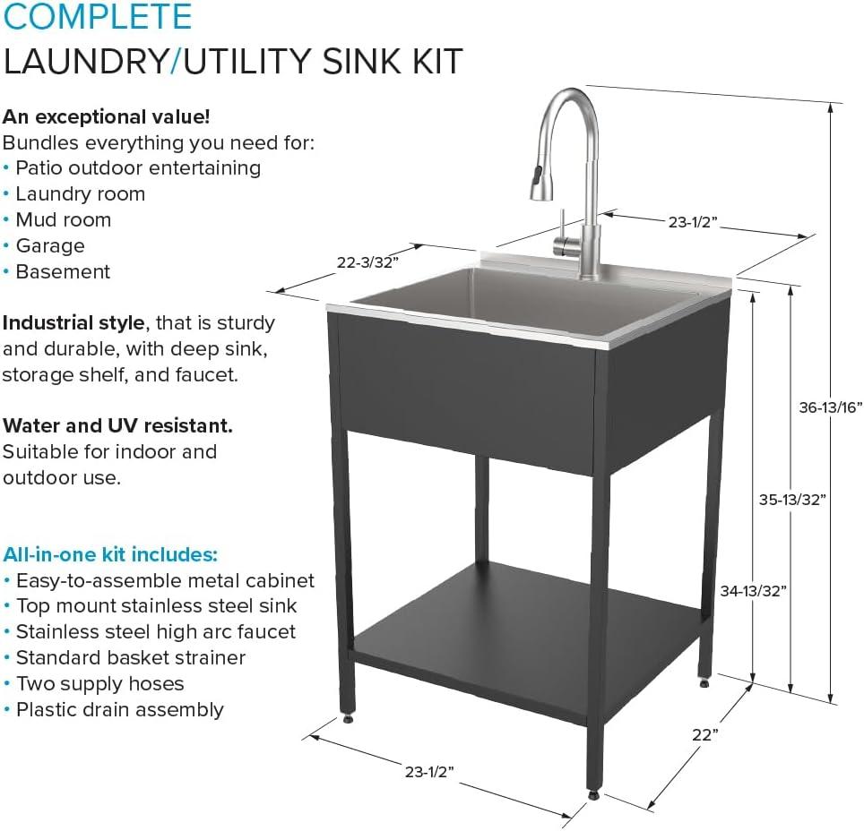 24'' L x 22.1'' W Free Standing Laundry Sink with Faucet