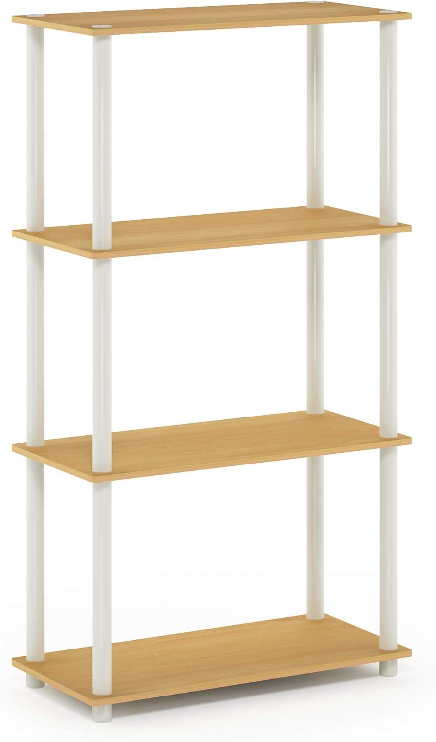 Furinno 4-Tier Reversible Decorative Bookshelf Multipurpose Ladder Shelf Organizer Display Rack