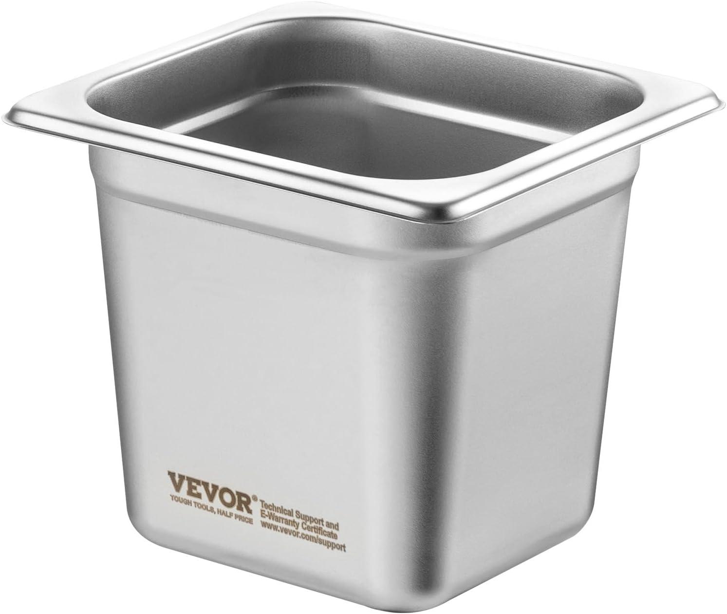 The Party Aisle™ VEVOR 1/6 Size Anti-Jam Steam Pan 6-Inch Deep Table Pan (Set of 6)