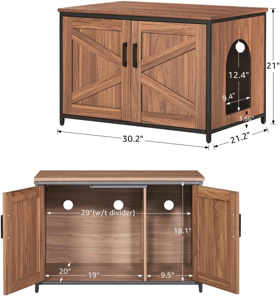 unipaws Cat Litter Box Enclosure - Top Opening - Walnut
