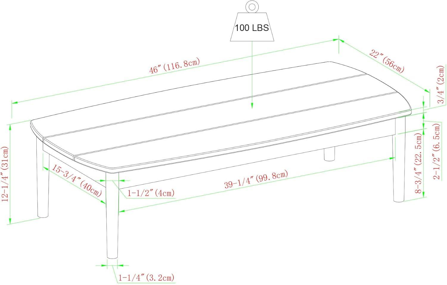 Mesa de Centro Moderna de Madera Maciza Estilo Huso para Exteriores - Marrón