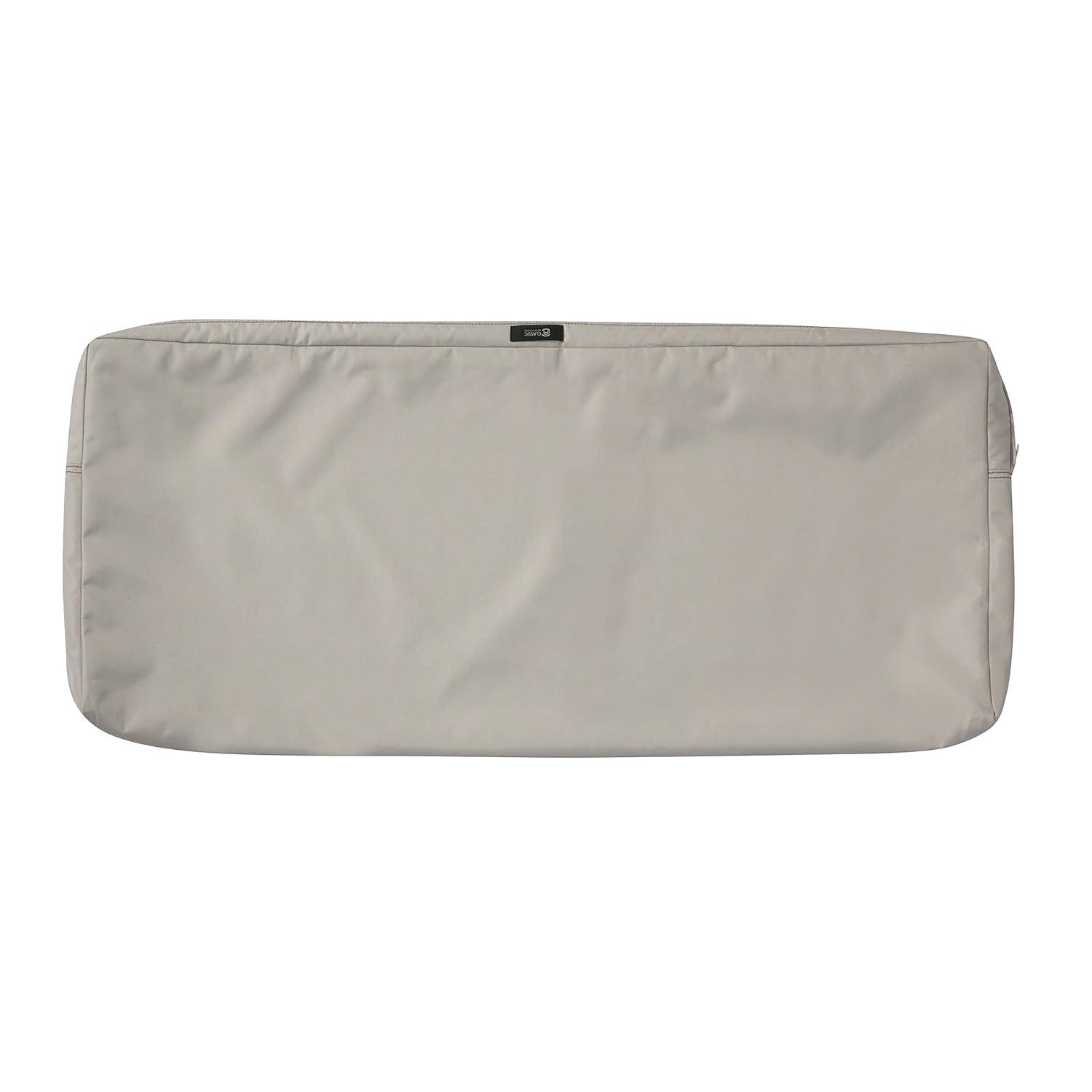 Classic Accessories Ravenna Water-Resistant Patio Bench/Settee Cushion Cover, 42 x 18 x 3 inch, Mushroom