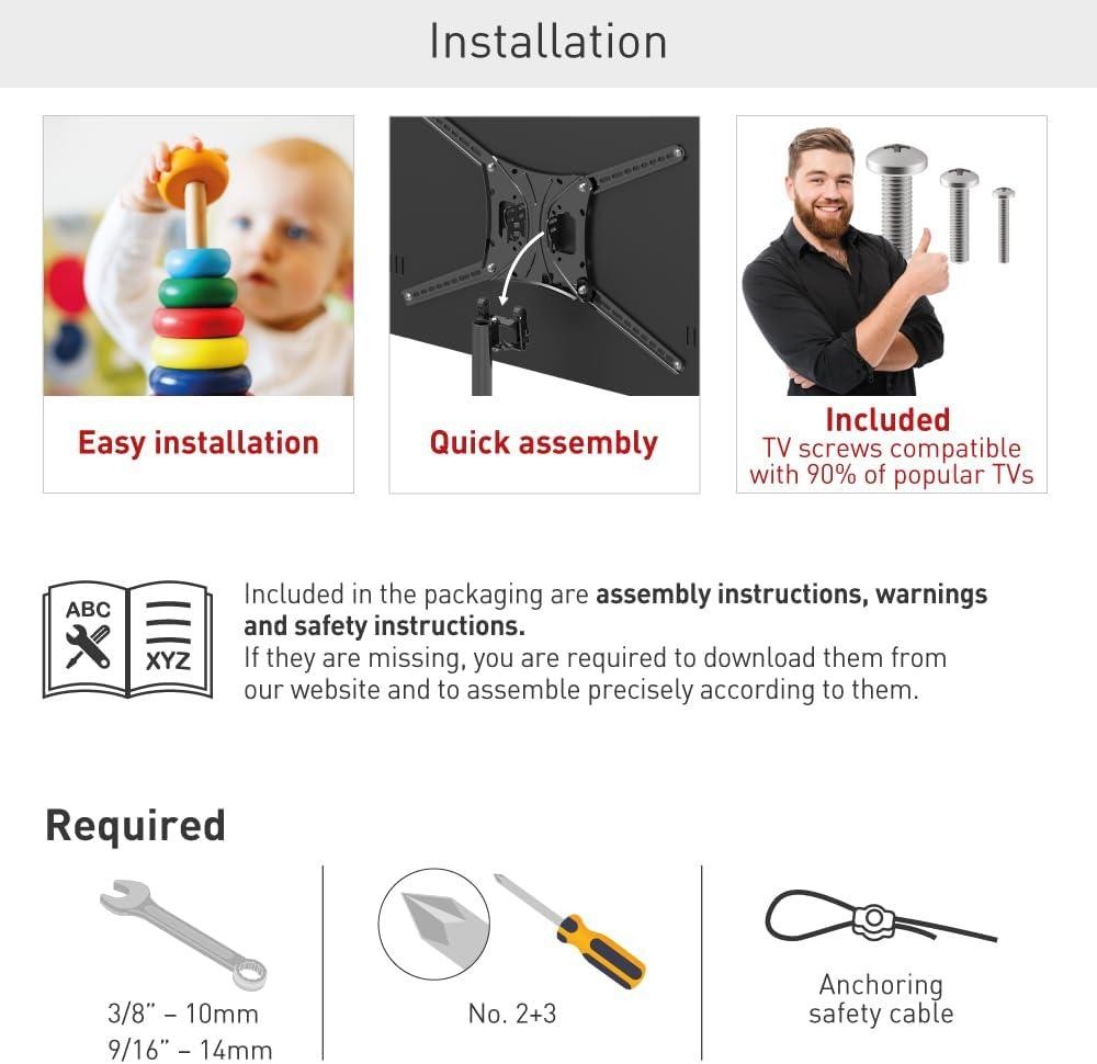 Barkan 13" - 83" Mobile TV Mount Cart with Metal Shelf, Tilt & Height Adjustment