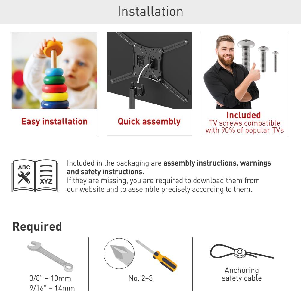 Barkan 13" - 83" Mobile TV Mount Cart with Metal Shelf, Tilt & Height Adjustment