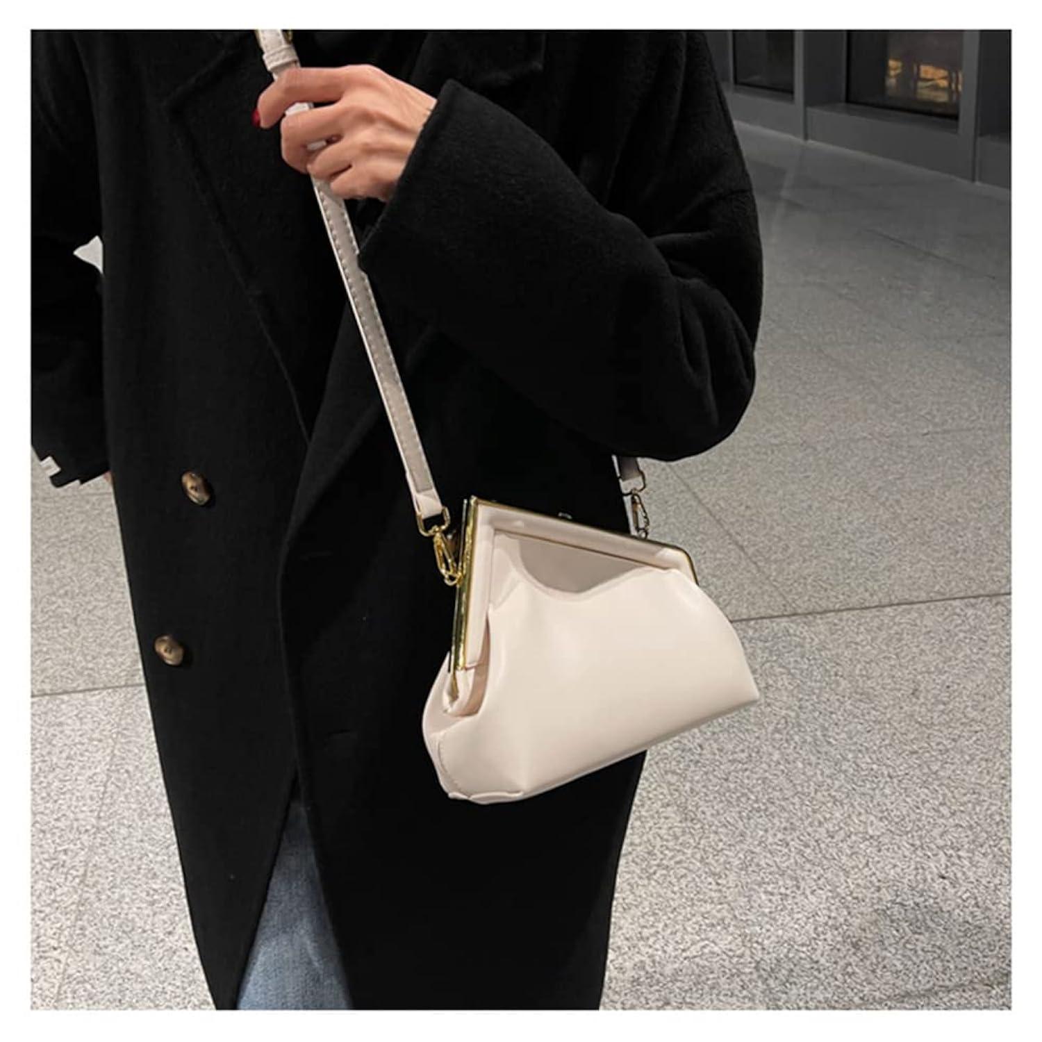 Women Shoulder Bags Crossbody Bag PU Leather Hobo Handbags Clutch Purse with Metal Clasp Closure