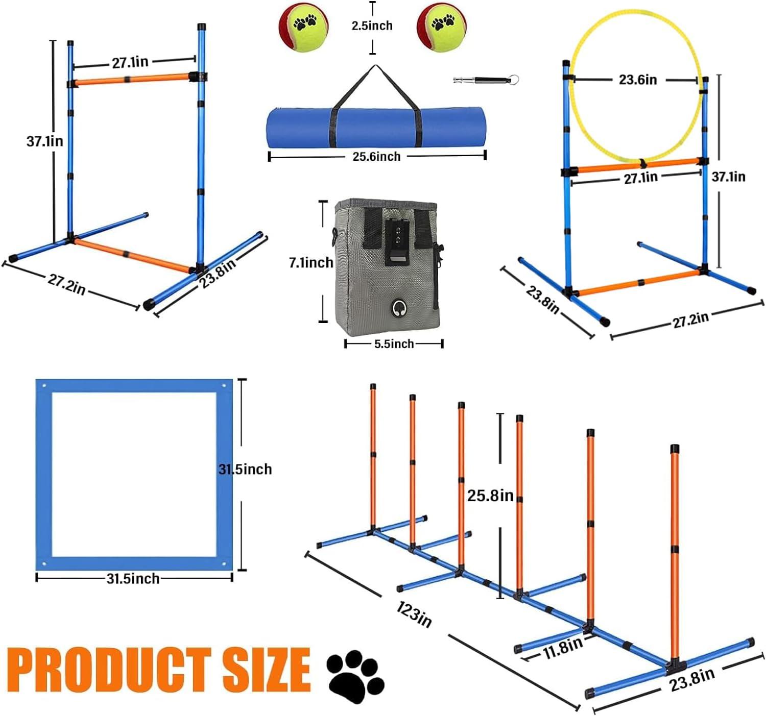 Large White and Orange Dog Agility Training Set with Carrying Bag