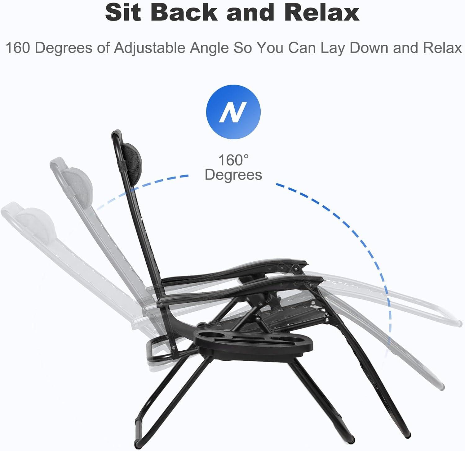 Best Choice Products Set of 2 Zero Gravity Lounge Chair Recliners for Patio, Pool w/ Cup Holder Tray