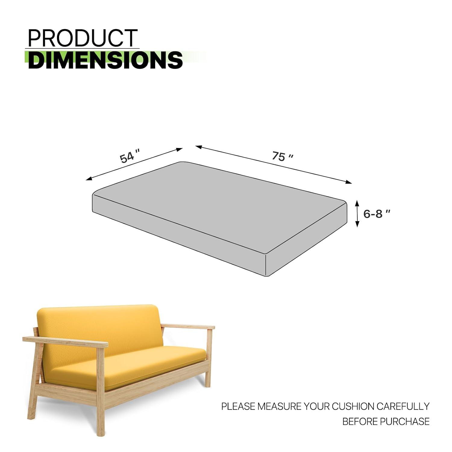 Solid Futon Cover Slipcover Fit 6"- 8" Futon Mattresses Yellow, Full Size 54x75 Inch