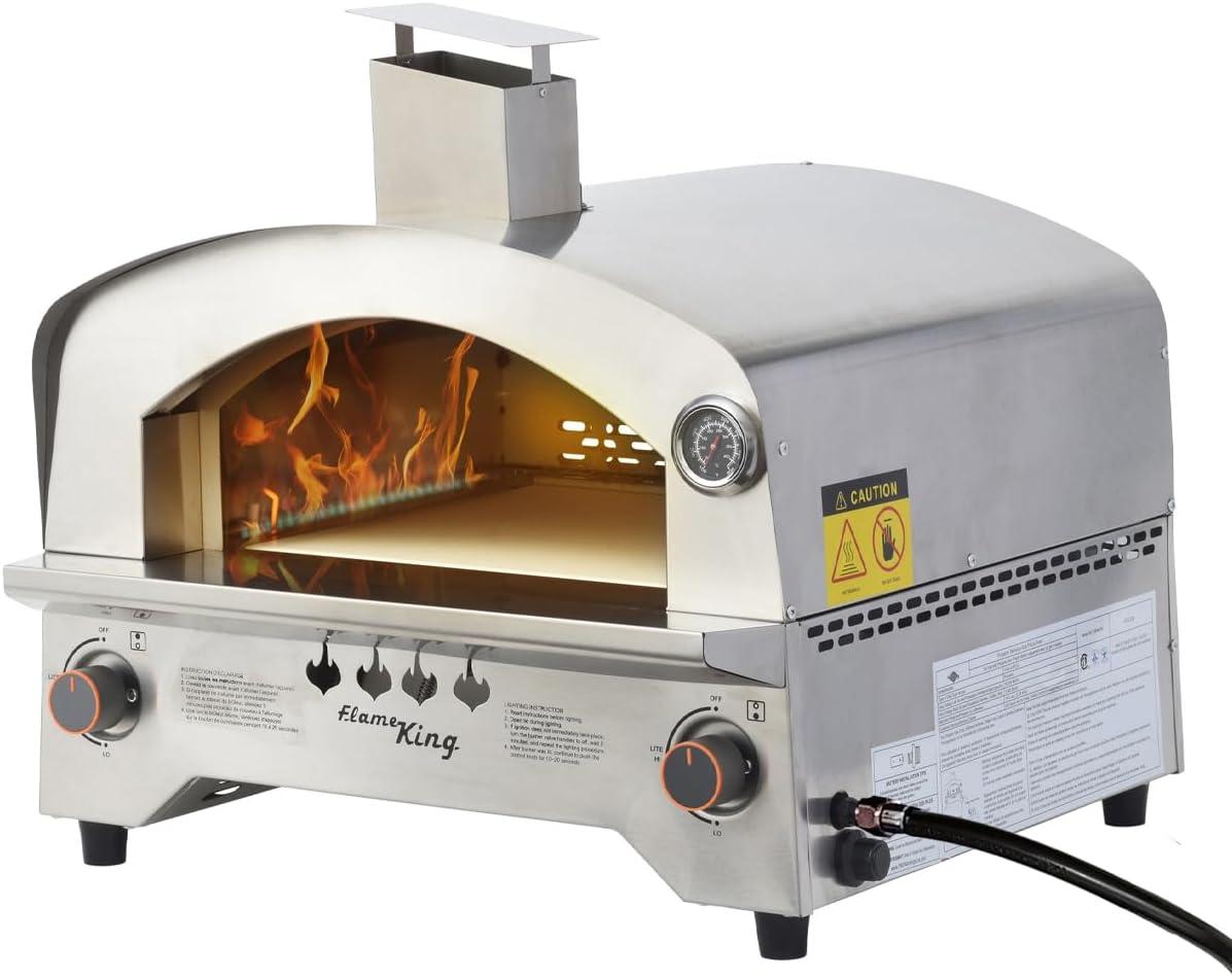 Flame King Propane Gas 13" Outdoor Pizza Oven for Camping, Backyard and Tailgating