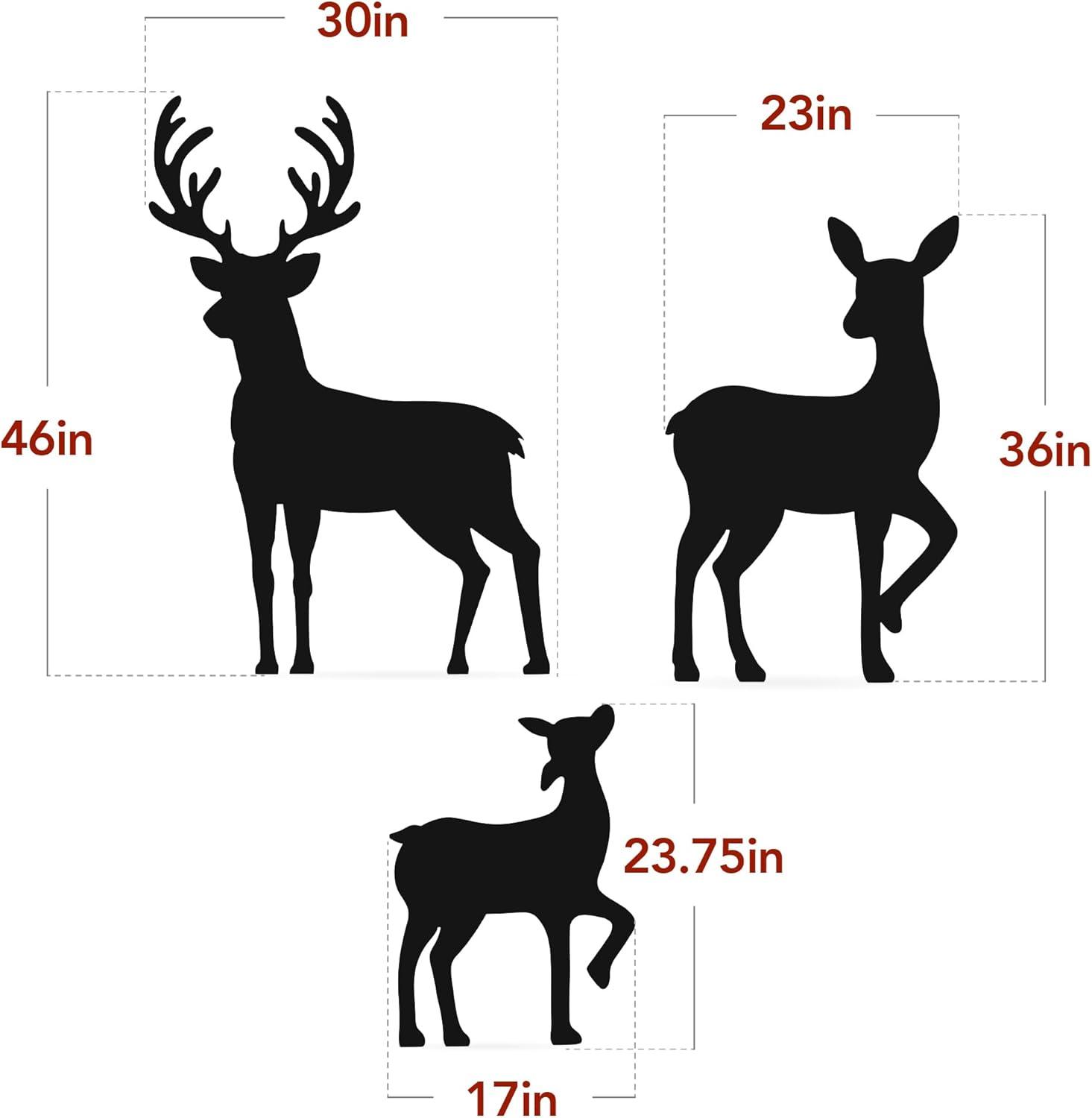 Black 46in 3-Piece PVC Deer Family Silhouette Set