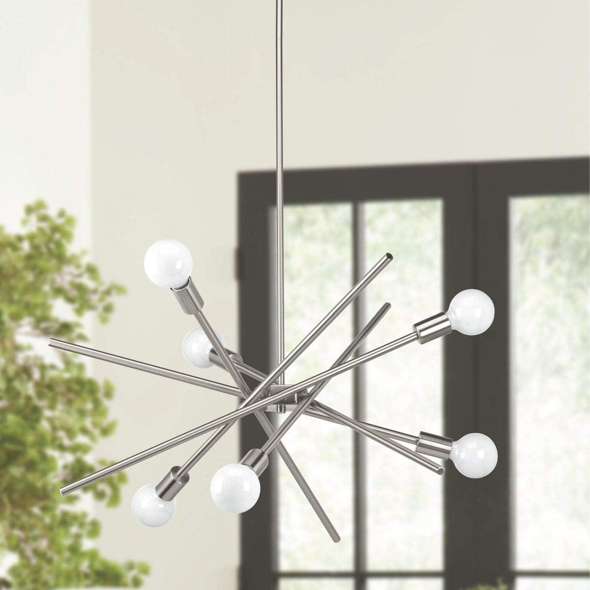 Progress Lighting Astra 6-Light Chandelier, Brushed Nickel, No Shade